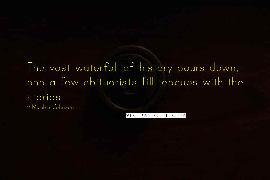 Marilyn Johnson Quotes: The vast waterfall of history pours down, and a few obituarists fill teacups with the stories.