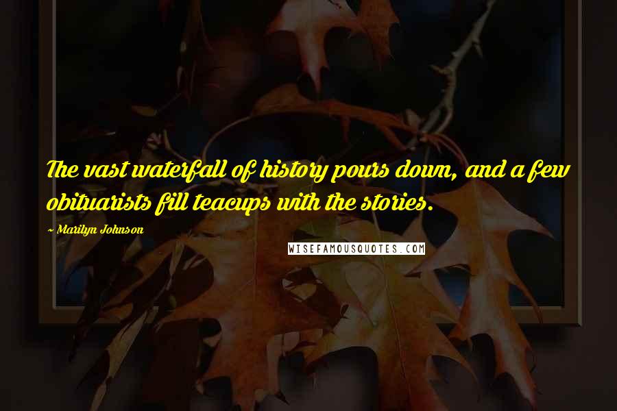 Marilyn Johnson Quotes: The vast waterfall of history pours down, and a few obituarists fill teacups with the stories.