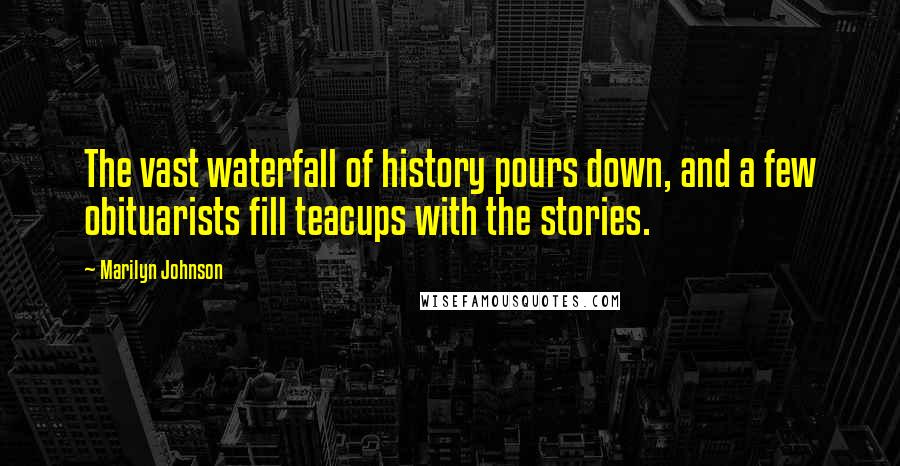 Marilyn Johnson Quotes: The vast waterfall of history pours down, and a few obituarists fill teacups with the stories.
