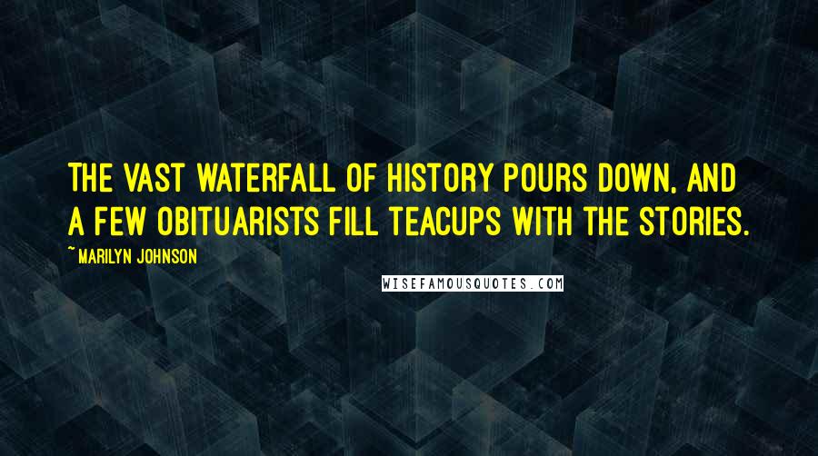 Marilyn Johnson Quotes: The vast waterfall of history pours down, and a few obituarists fill teacups with the stories.