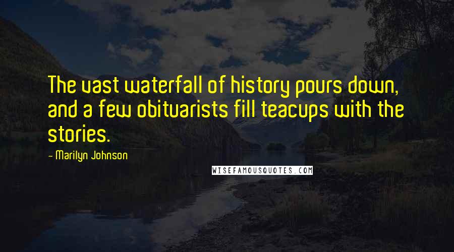 Marilyn Johnson Quotes: The vast waterfall of history pours down, and a few obituarists fill teacups with the stories.