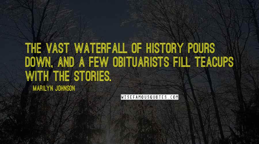 Marilyn Johnson Quotes: The vast waterfall of history pours down, and a few obituarists fill teacups with the stories.