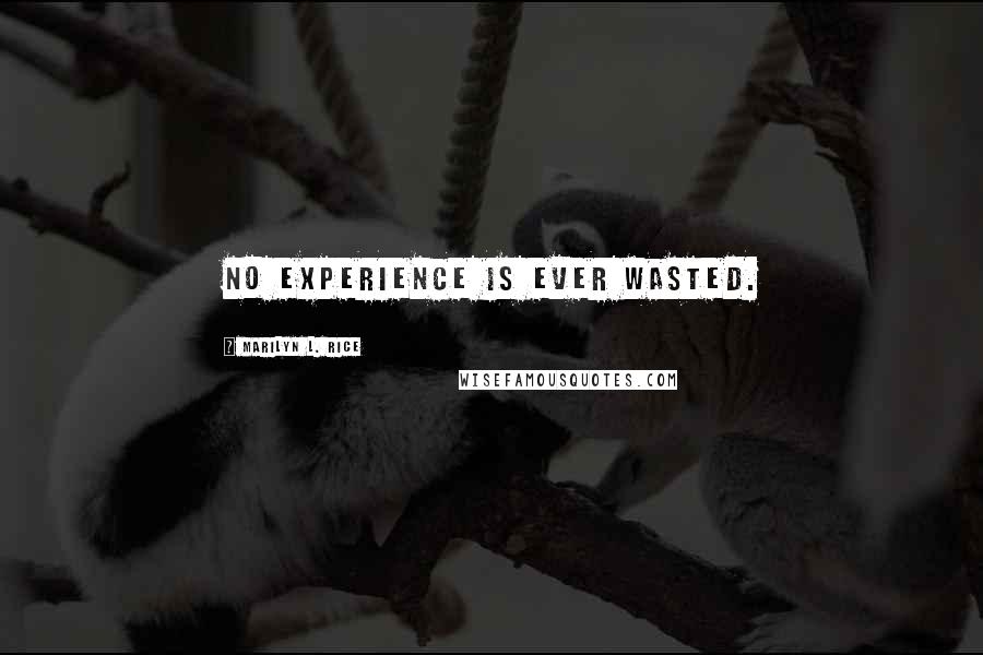 Marilyn L. Rice Quotes: No experience is ever wasted.