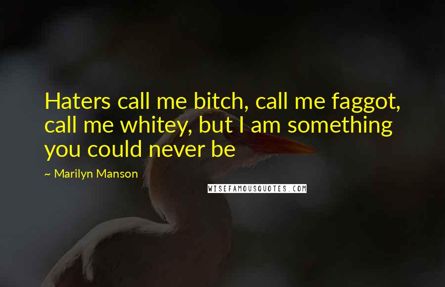Marilyn Manson Quotes: Haters call me bitch, call me faggot, call me whitey, but I am something you could never be
