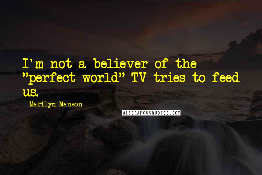 Marilyn Manson Quotes: I'm not a believer of the "perfect world" TV tries to feed us.