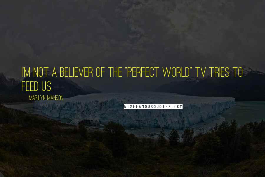 Marilyn Manson Quotes: I'm not a believer of the "perfect world" TV tries to feed us.