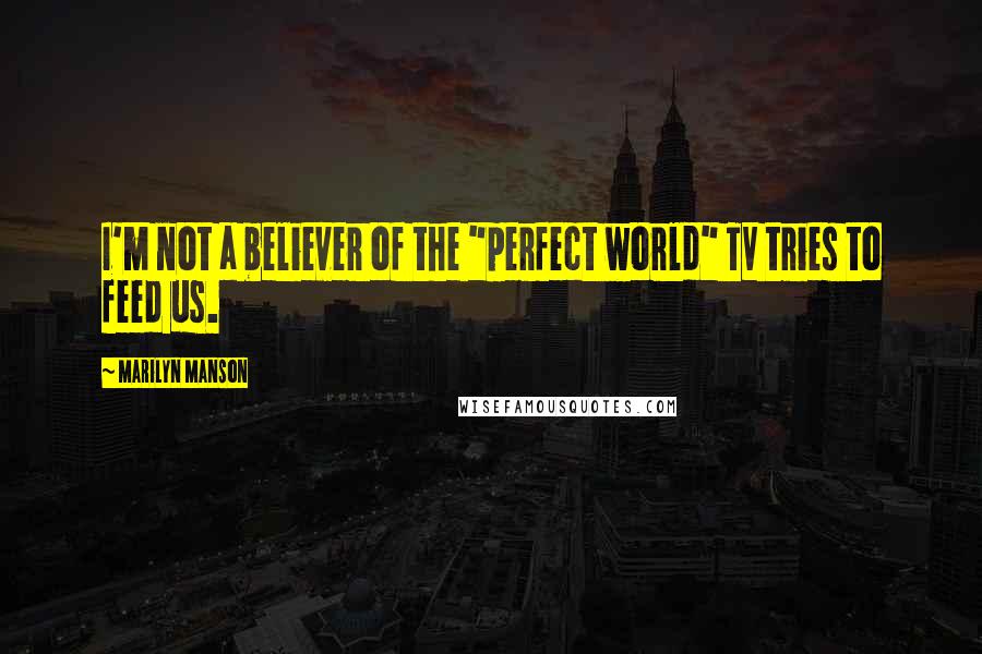 Marilyn Manson Quotes: I'm not a believer of the "perfect world" TV tries to feed us.