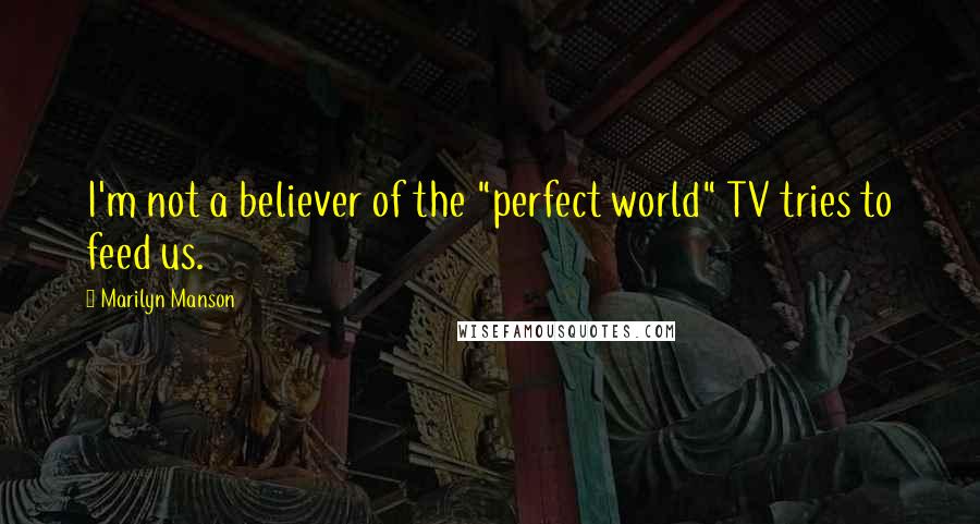 Marilyn Manson Quotes: I'm not a believer of the "perfect world" TV tries to feed us.