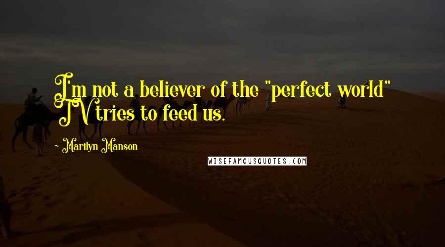 Marilyn Manson Quotes: I'm not a believer of the "perfect world" TV tries to feed us.