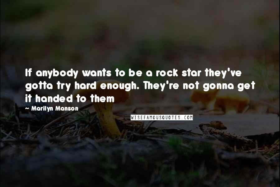 Marilyn Manson Quotes: If anybody wants to be a rock star they've gotta try hard enough. They're not gonna get it handed to them