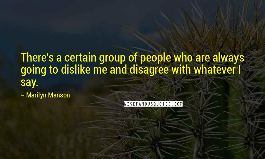 Marilyn Manson Quotes: There's a certain group of people who are always going to dislike me and disagree with whatever I say.