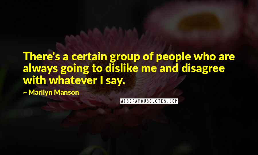 Marilyn Manson Quotes: There's a certain group of people who are always going to dislike me and disagree with whatever I say.