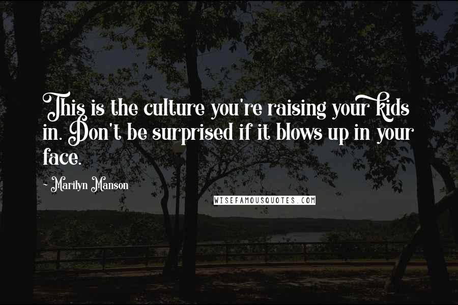 Marilyn Manson Quotes: This is the culture you're raising your kids in. Don't be surprised if it blows up in your face.