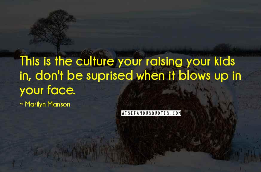 Marilyn Manson Quotes: This is the culture your raising your kids in, don't be suprised when it blows up in your face.