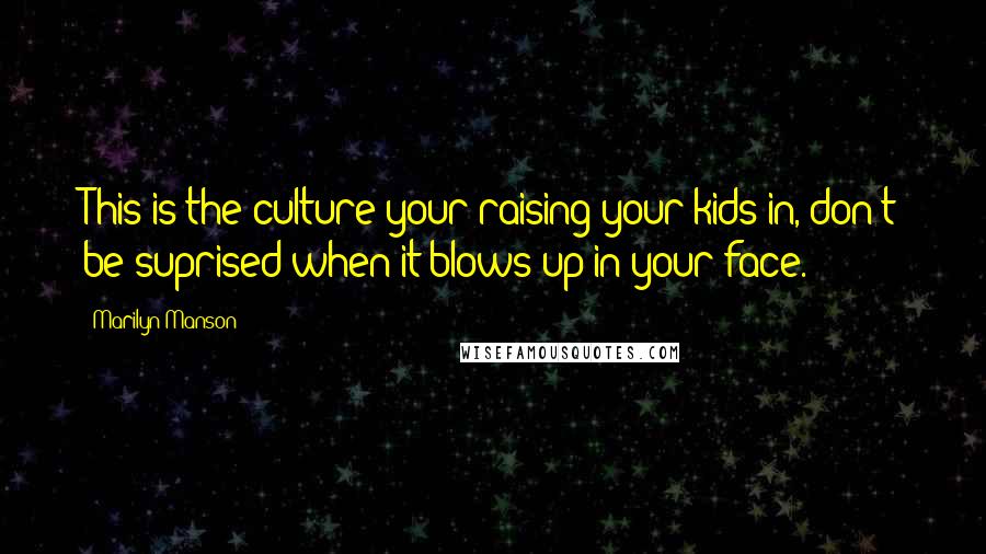 Marilyn Manson Quotes: This is the culture your raising your kids in, don't be suprised when it blows up in your face.