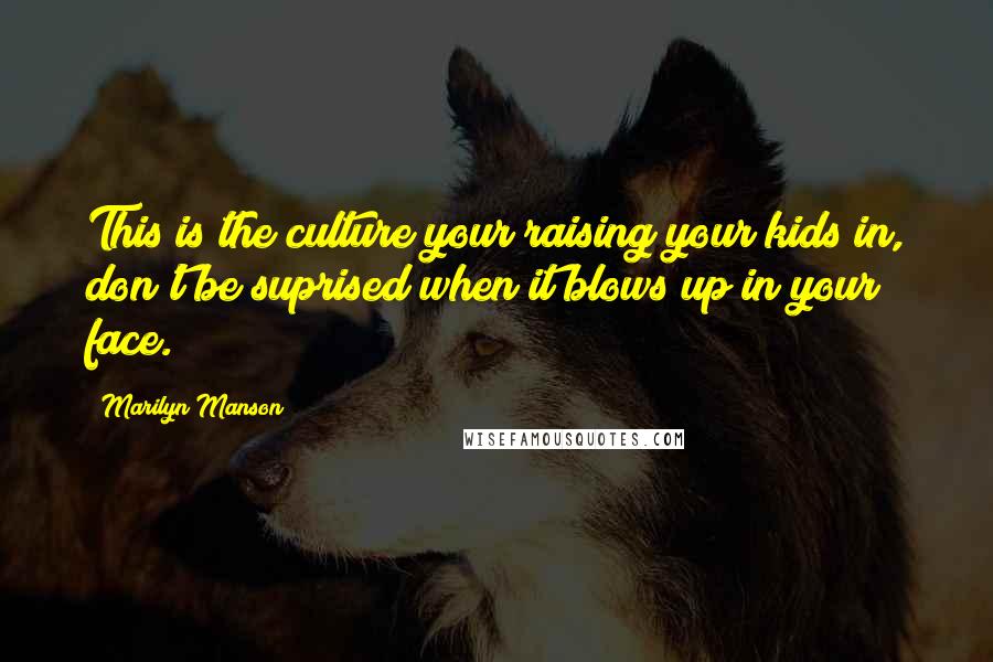 Marilyn Manson Quotes: This is the culture your raising your kids in, don't be suprised when it blows up in your face.