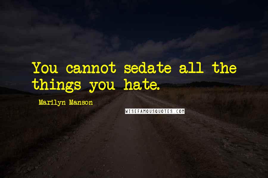 Marilyn Manson Quotes: You cannot sedate all the things you hate.