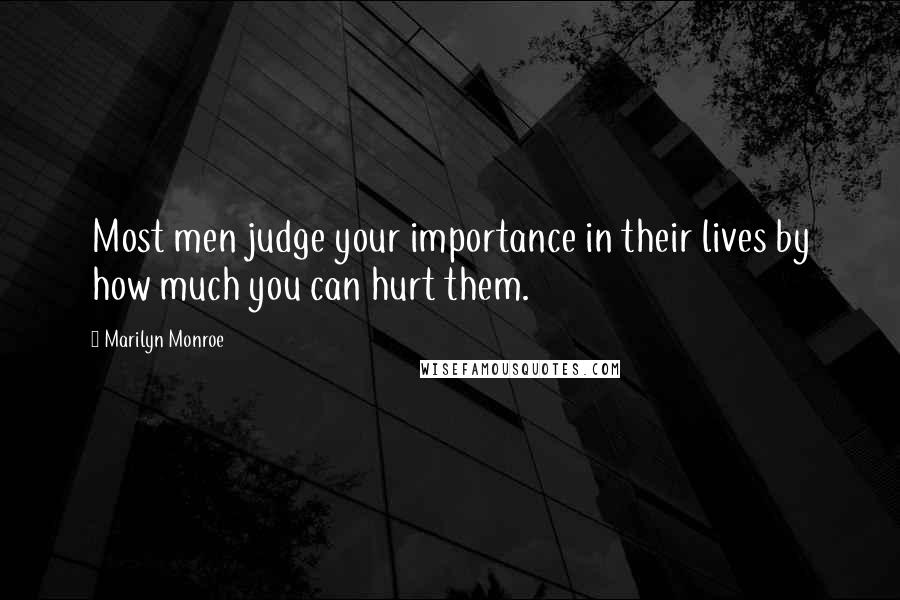 Marilyn Monroe Quotes: Most men judge your importance in their lives by how much you can hurt them.