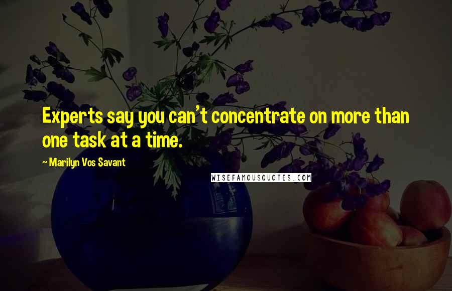 Marilyn Vos Savant Quotes: Experts say you can't concentrate on more than one task at a time.