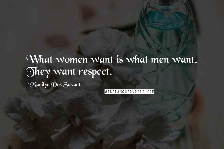 Marilyn Vos Savant Quotes: What women want is what men want. They want respect.