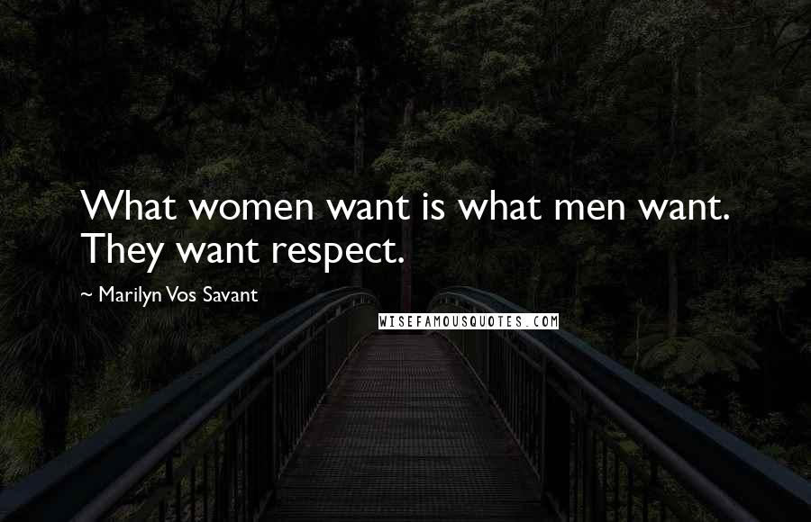 Marilyn Vos Savant Quotes: What women want is what men want. They want respect.