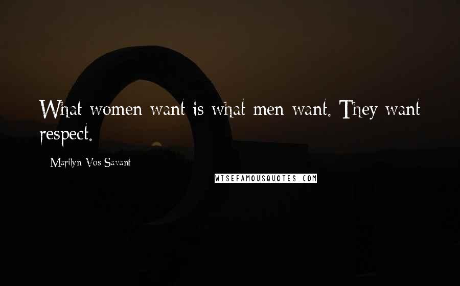 Marilyn Vos Savant Quotes: What women want is what men want. They want respect.