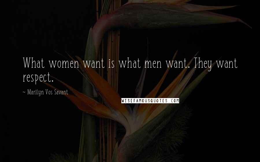 Marilyn Vos Savant Quotes: What women want is what men want. They want respect.