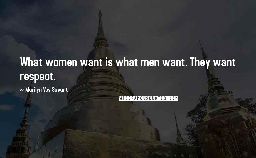 Marilyn Vos Savant Quotes: What women want is what men want. They want respect.