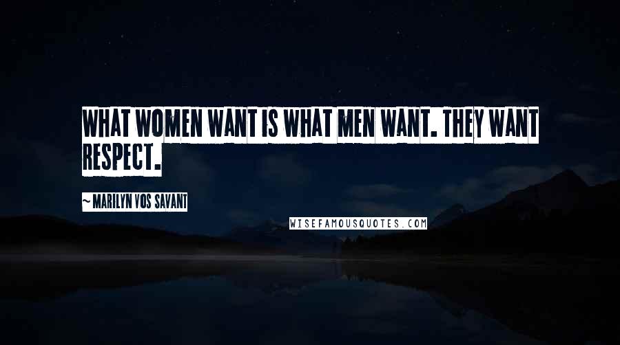 Marilyn Vos Savant Quotes: What women want is what men want. They want respect.