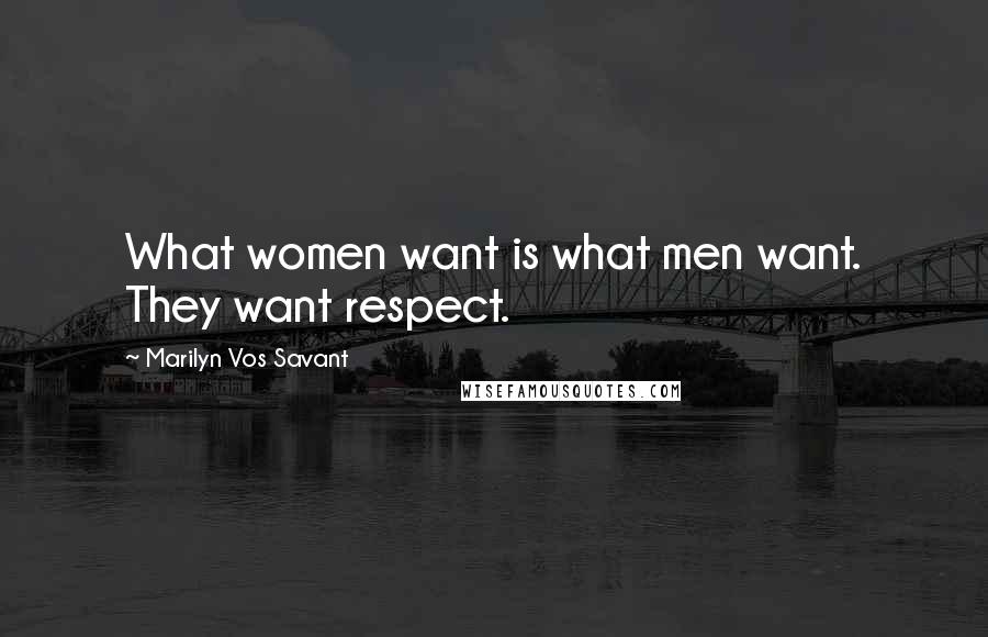 Marilyn Vos Savant Quotes: What women want is what men want. They want respect.