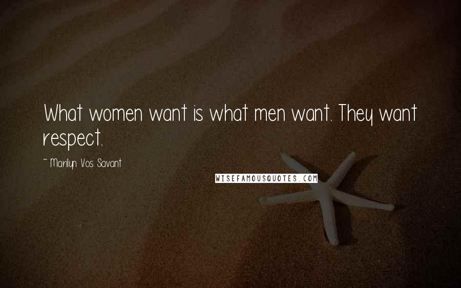 Marilyn Vos Savant Quotes: What women want is what men want. They want respect.