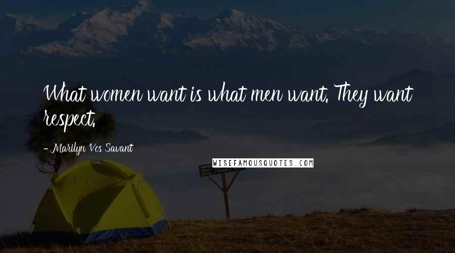 Marilyn Vos Savant Quotes: What women want is what men want. They want respect.