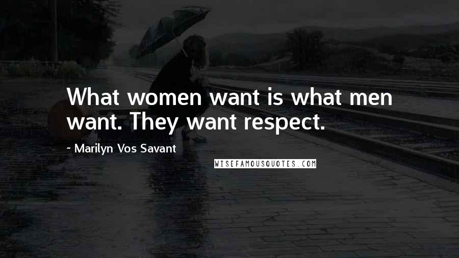 Marilyn Vos Savant Quotes: What women want is what men want. They want respect.