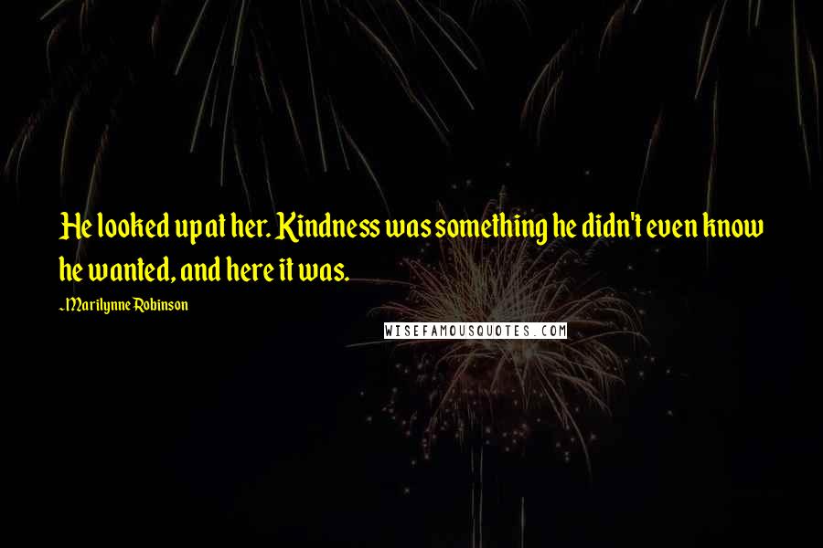 Marilynne Robinson Quotes: He looked up at her. Kindness was something he didn't even know he wanted, and here it was.