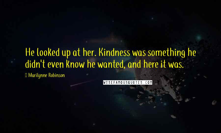 Marilynne Robinson Quotes: He looked up at her. Kindness was something he didn't even know he wanted, and here it was.