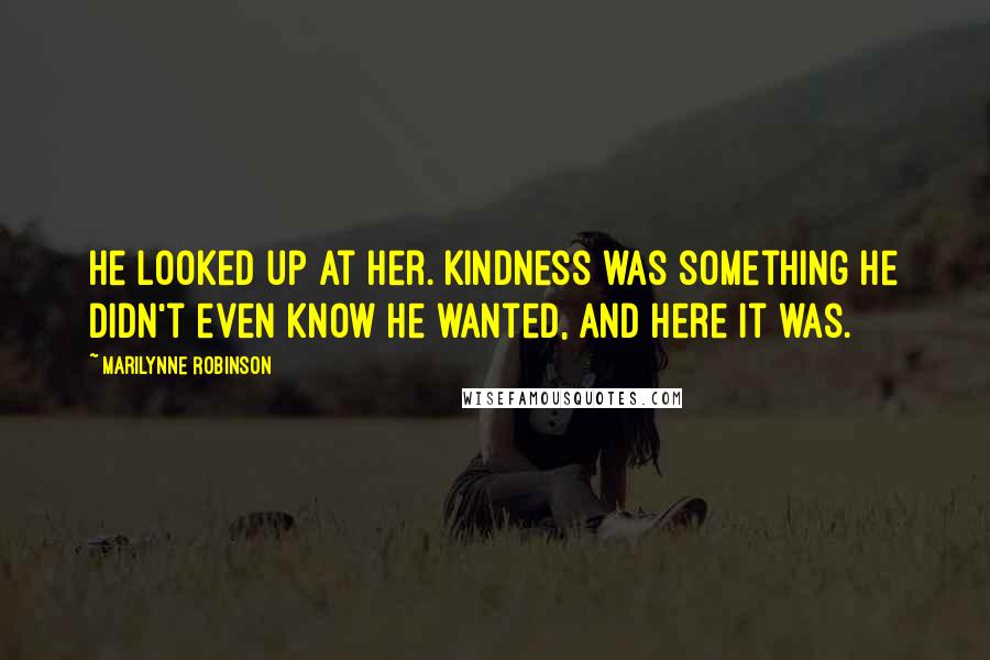 Marilynne Robinson Quotes: He looked up at her. Kindness was something he didn't even know he wanted, and here it was.