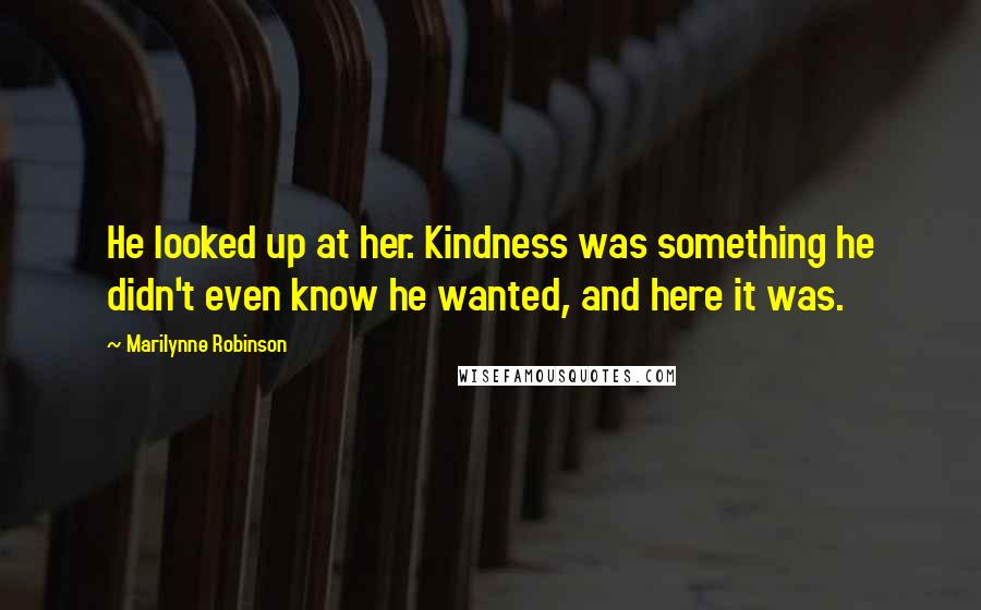 Marilynne Robinson Quotes: He looked up at her. Kindness was something he didn't even know he wanted, and here it was.