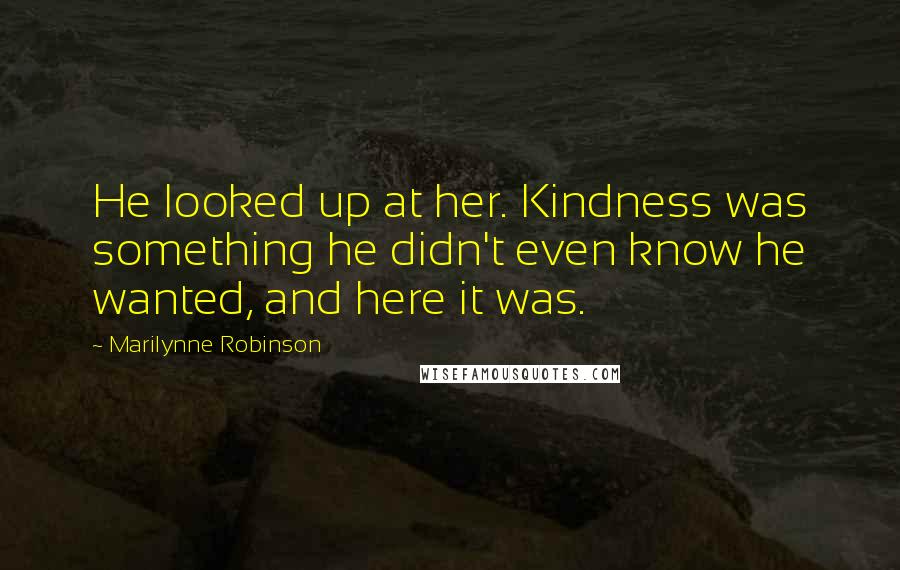 Marilynne Robinson Quotes: He looked up at her. Kindness was something he didn't even know he wanted, and here it was.