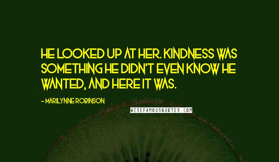 Marilynne Robinson Quotes: He looked up at her. Kindness was something he didn't even know he wanted, and here it was.