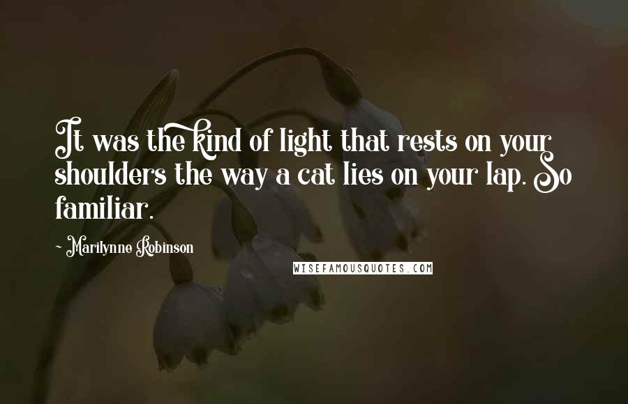 Marilynne Robinson Quotes: It was the kind of light that rests on your shoulders the way a cat lies on your lap. So familiar.