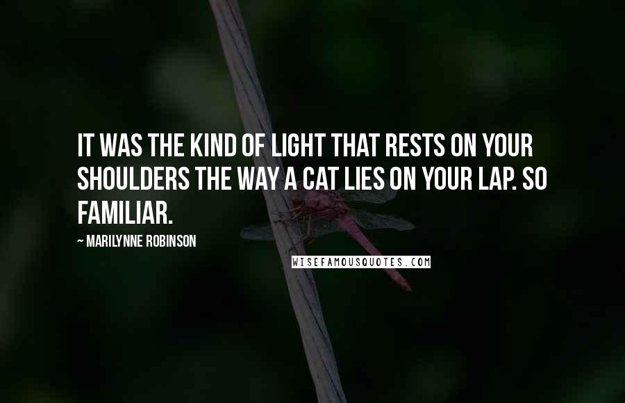 Marilynne Robinson Quotes: It was the kind of light that rests on your shoulders the way a cat lies on your lap. So familiar.