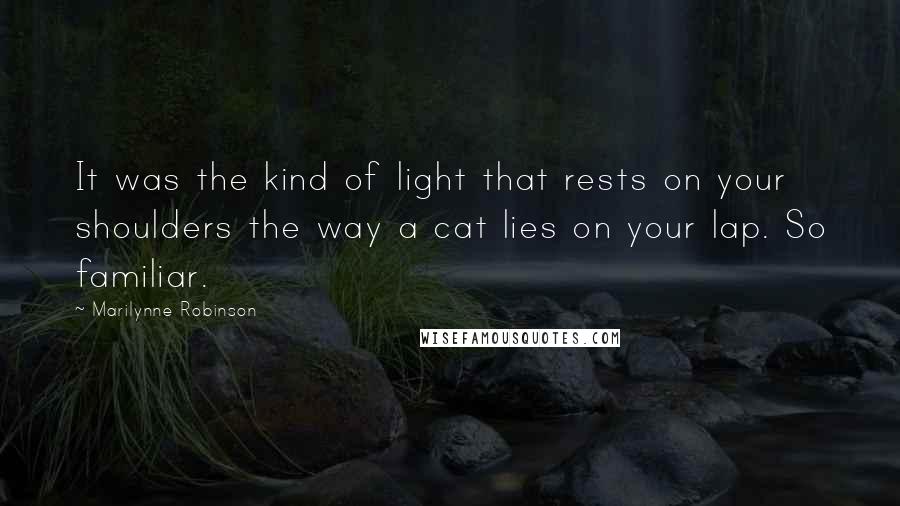 Marilynne Robinson Quotes: It was the kind of light that rests on your shoulders the way a cat lies on your lap. So familiar.