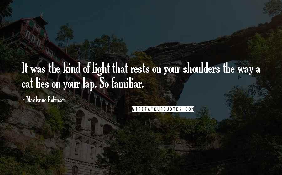 Marilynne Robinson Quotes: It was the kind of light that rests on your shoulders the way a cat lies on your lap. So familiar.