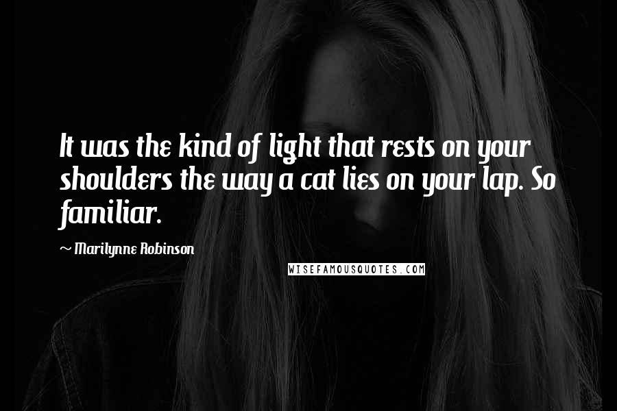 Marilynne Robinson Quotes: It was the kind of light that rests on your shoulders the way a cat lies on your lap. So familiar.