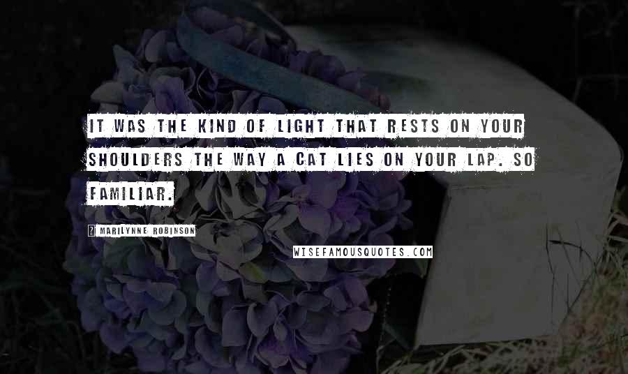 Marilynne Robinson Quotes: It was the kind of light that rests on your shoulders the way a cat lies on your lap. So familiar.