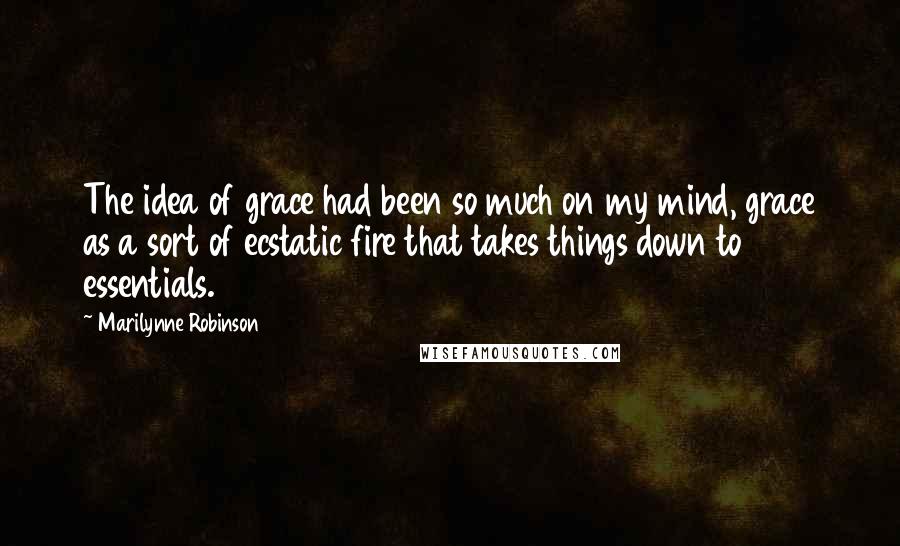 Marilynne Robinson Quotes: The idea of grace had been so much on my mind, grace as a sort of ecstatic fire that takes things down to essentials.