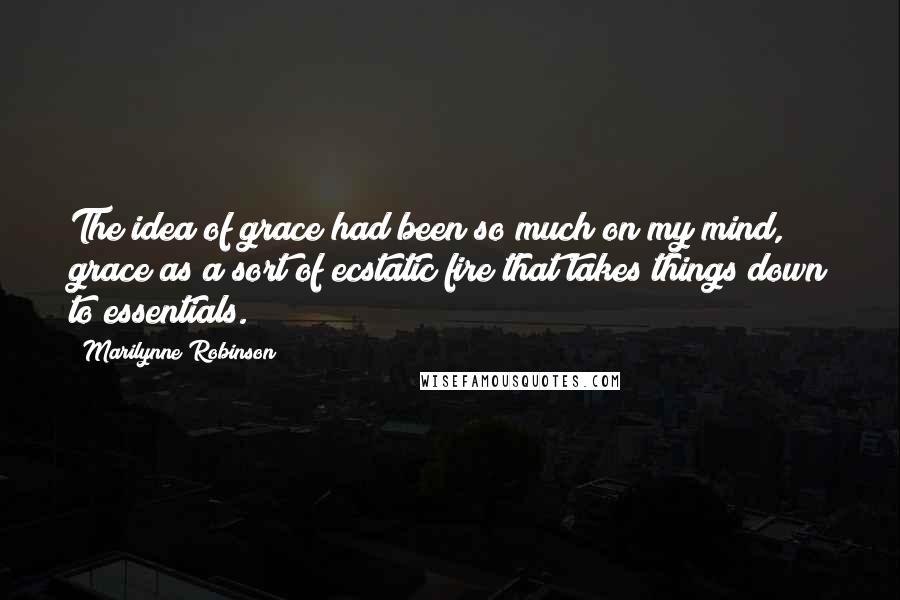 Marilynne Robinson Quotes: The idea of grace had been so much on my mind, grace as a sort of ecstatic fire that takes things down to essentials.
