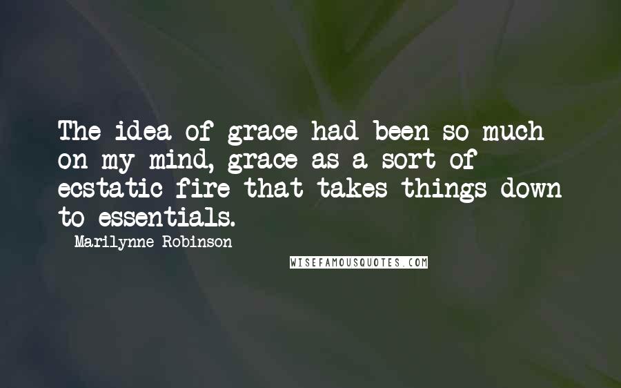 Marilynne Robinson Quotes: The idea of grace had been so much on my mind, grace as a sort of ecstatic fire that takes things down to essentials.
