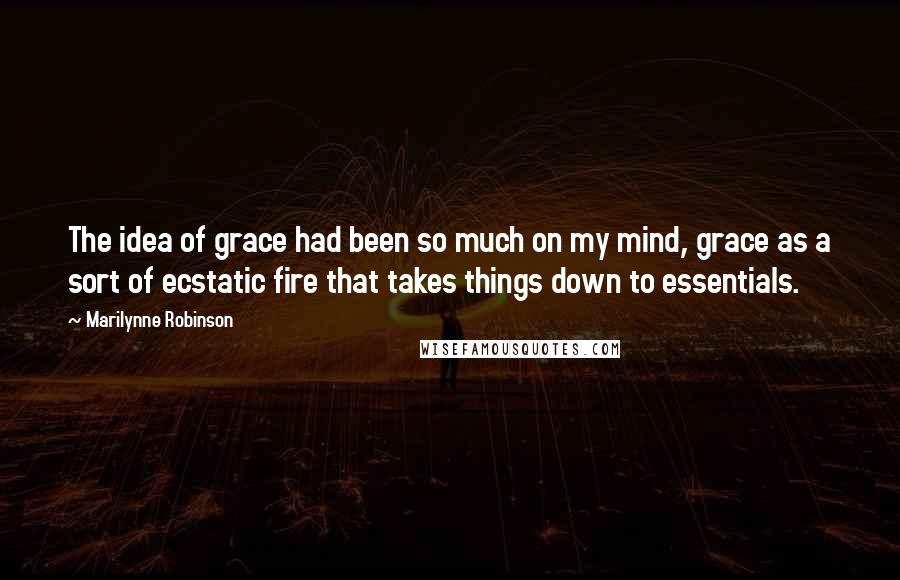 Marilynne Robinson Quotes: The idea of grace had been so much on my mind, grace as a sort of ecstatic fire that takes things down to essentials.
