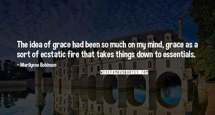 Marilynne Robinson Quotes: The idea of grace had been so much on my mind, grace as a sort of ecstatic fire that takes things down to essentials.